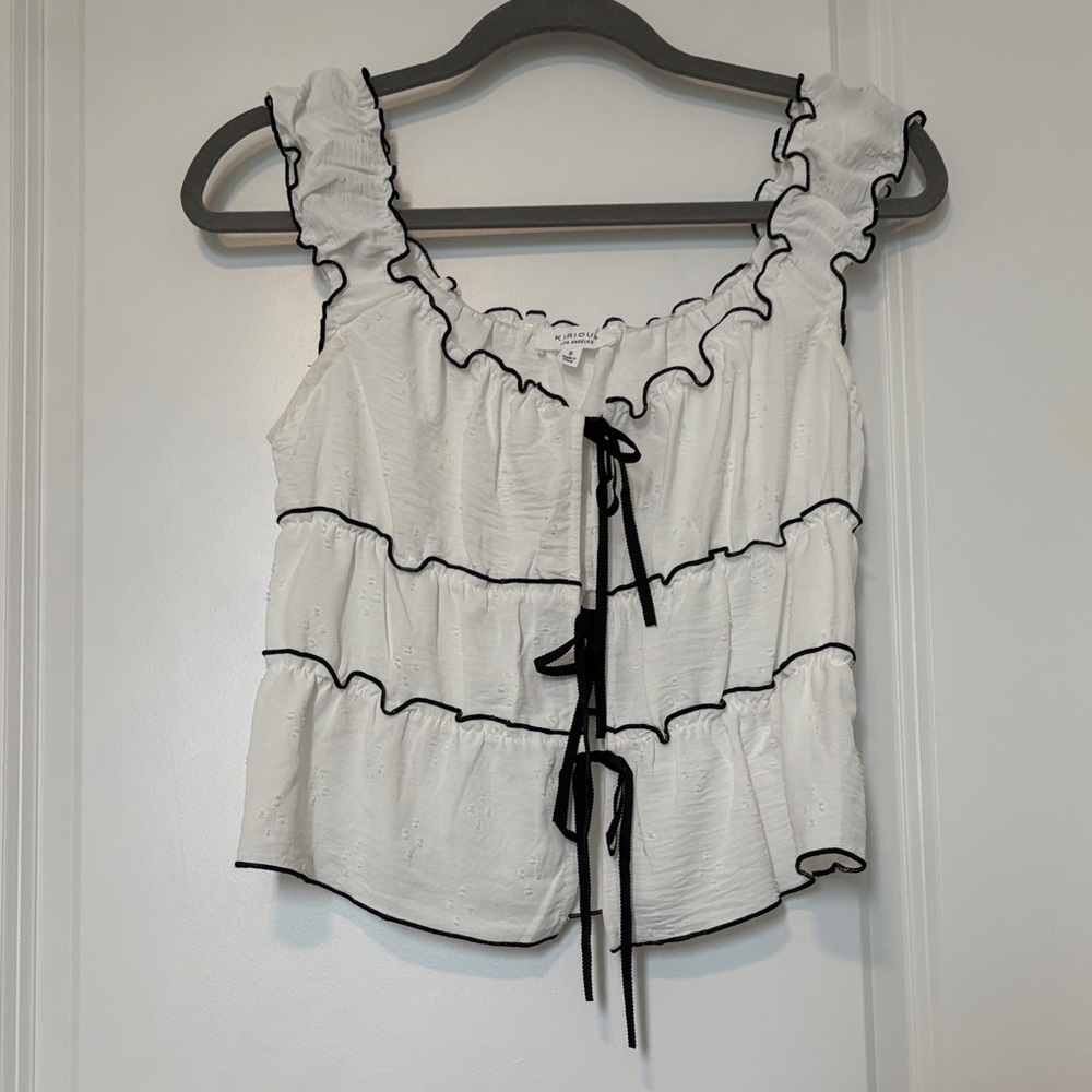 Elegant White Blouse with Black Accents